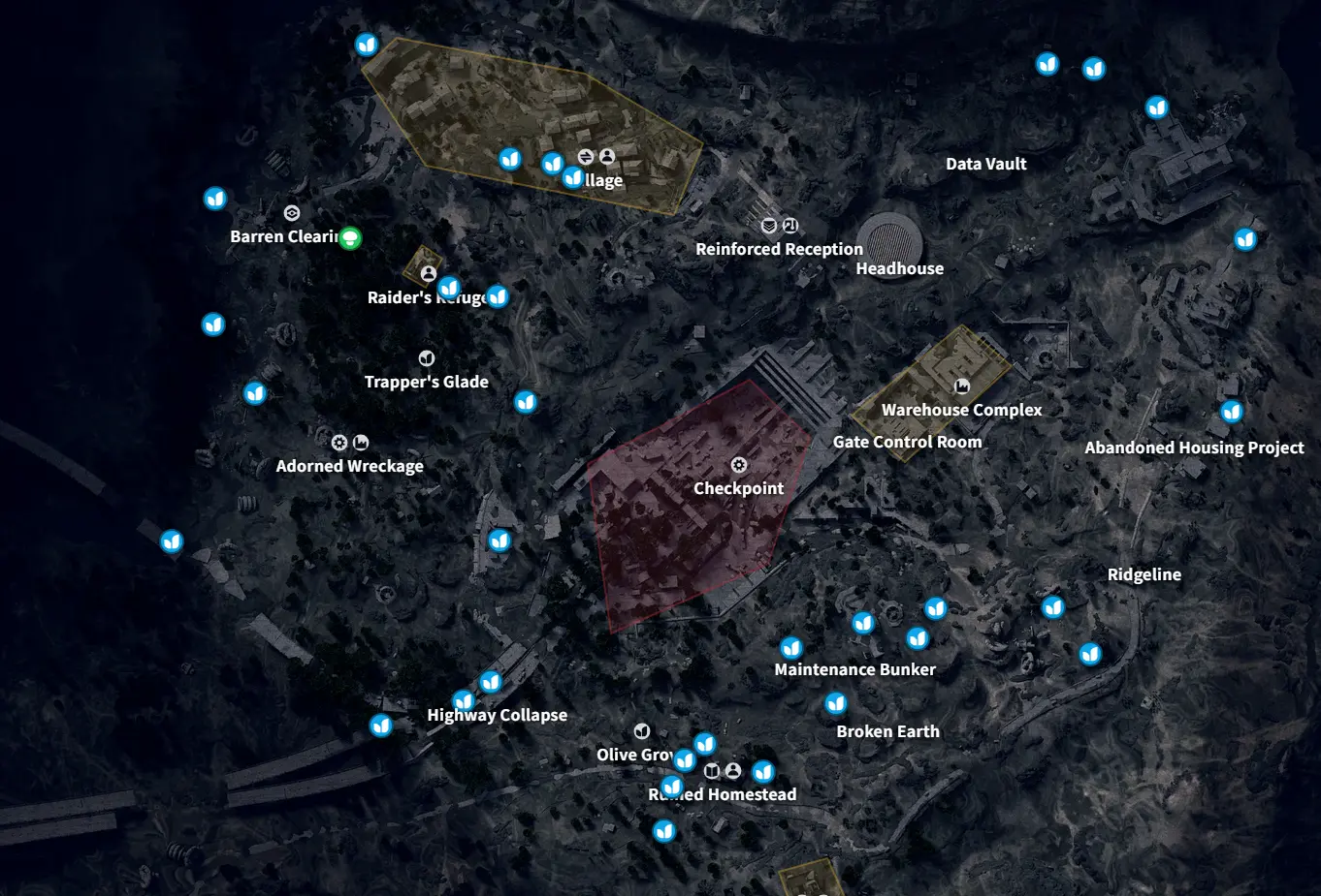 Blue Gate mushroom and basket locations on Arc Raiders interactive map