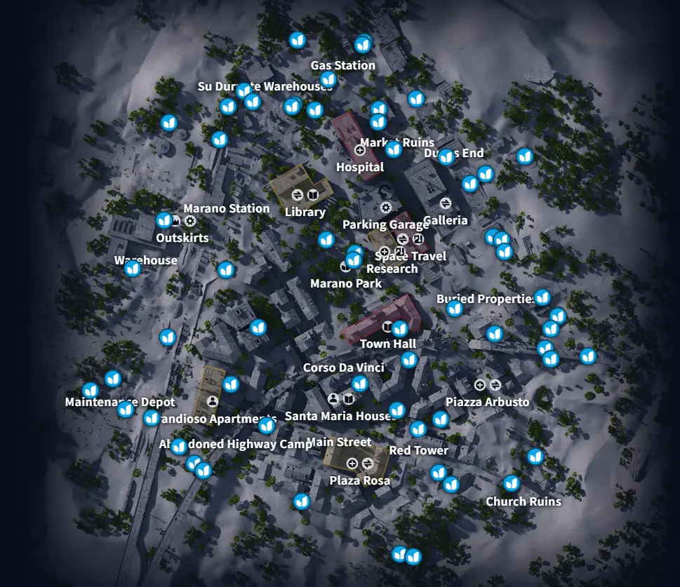Buried City basket locations during Lush Blooms on Arc Raiders interactive map